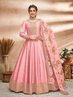 Myra Baby Pink Art Silk Embroidered Anarkali Suit