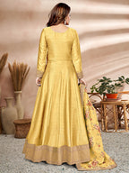 Myra Yellow Art Silk Embroidered Anarkali Suit