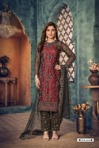 Anaita Maroon Embroidered Net Salwar Suit - Distacart