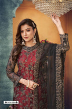 Anaita Maroon Embroidered Net Salwar Suit - Distacart
