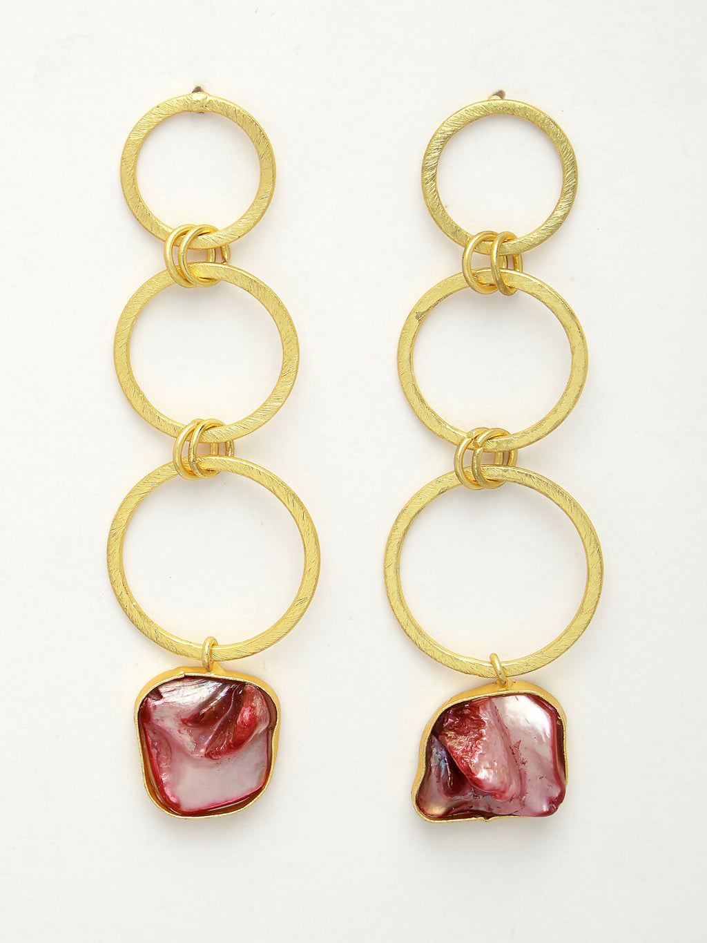 NVR Women's Gold-Plated Mother of Pearl Handcrafted Drop Earrings - Distacart