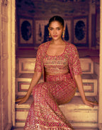 Anaita Magenta Georgette Stitched 3 Piece Set With Embroidery Zarkan Work - Distacart