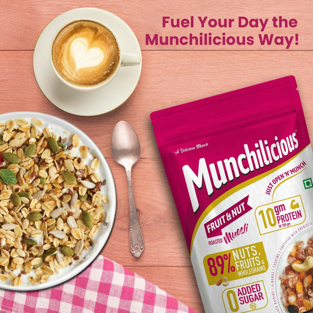 Munchilicious Muesli - Fruit & Nut, 75% Nuts, Grains, Seeds, Fruits & Berries