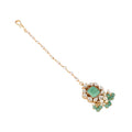 Nuyug 22K Gold-Plated Kundan & Green Stone Embellished Maang Tikka Head Jewellery - Distacart