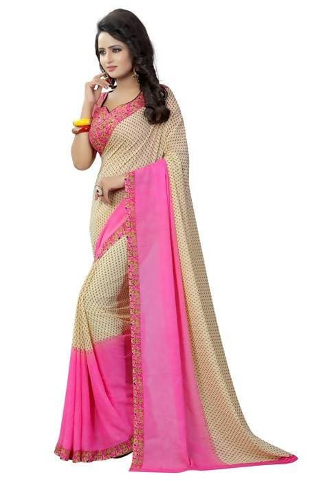 Vamika Pink Georgette Printed Contemporary Saree (PADING PINK)