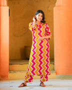 Aayaa Pure Muslin printed Kurti & Pant - Multi Color