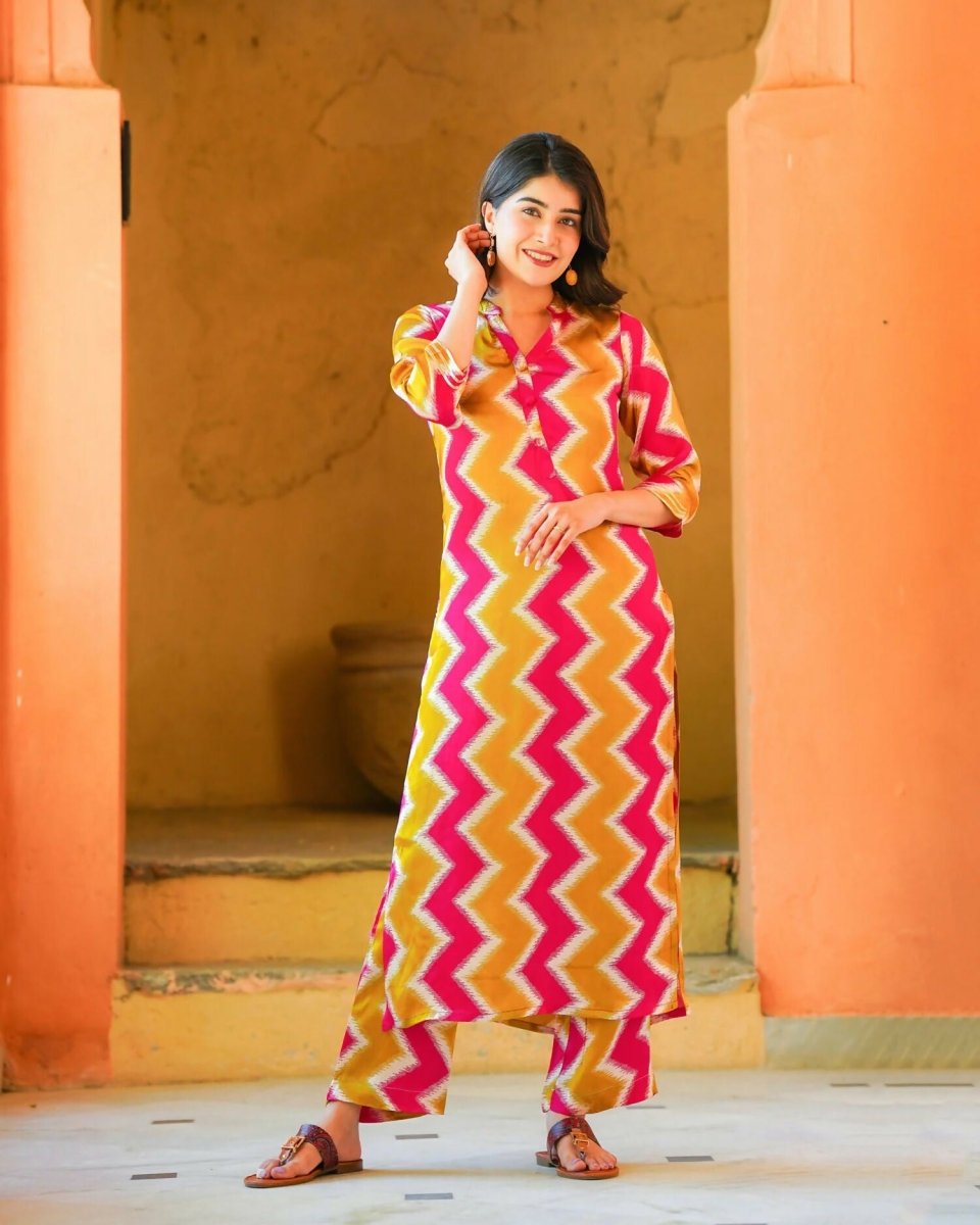 Aayaa Pure Muslin printed Kurti & Pant - Multi Color