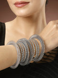 NVR Women's Set of 6 Silver-Toned German Silver Oxidised Bangles - Distacart