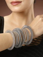 NVR Women's Set of 6 Silver-Toned German Silver Oxidised Bangles - Distacart