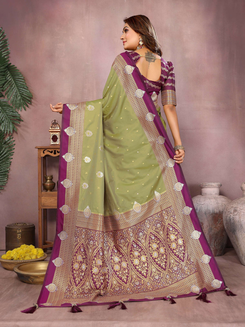 Aastha Fashion Pista Silk Sarees Weaving Saree - Distacart