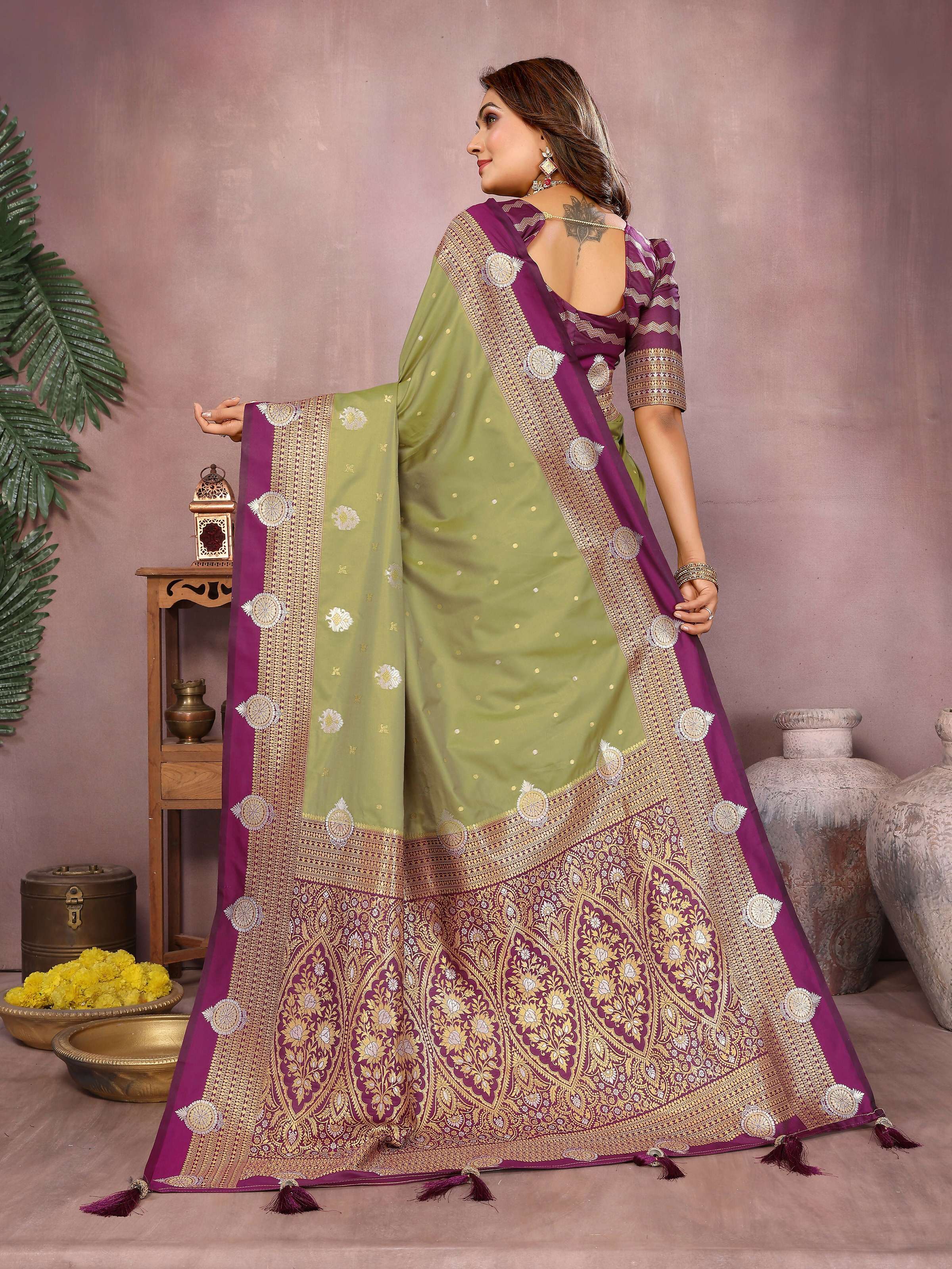 Aastha Fashion Pista Silk Sarees Weaving Saree - Distacart