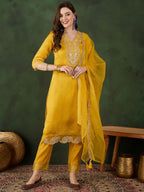 Sangria Embroidered Kurta & Trouser With Dupatta
