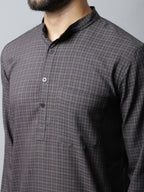 Even Apparels Black Color Pure Cotton Men's Kurta With Band Collar (CHK1166) - Distacart