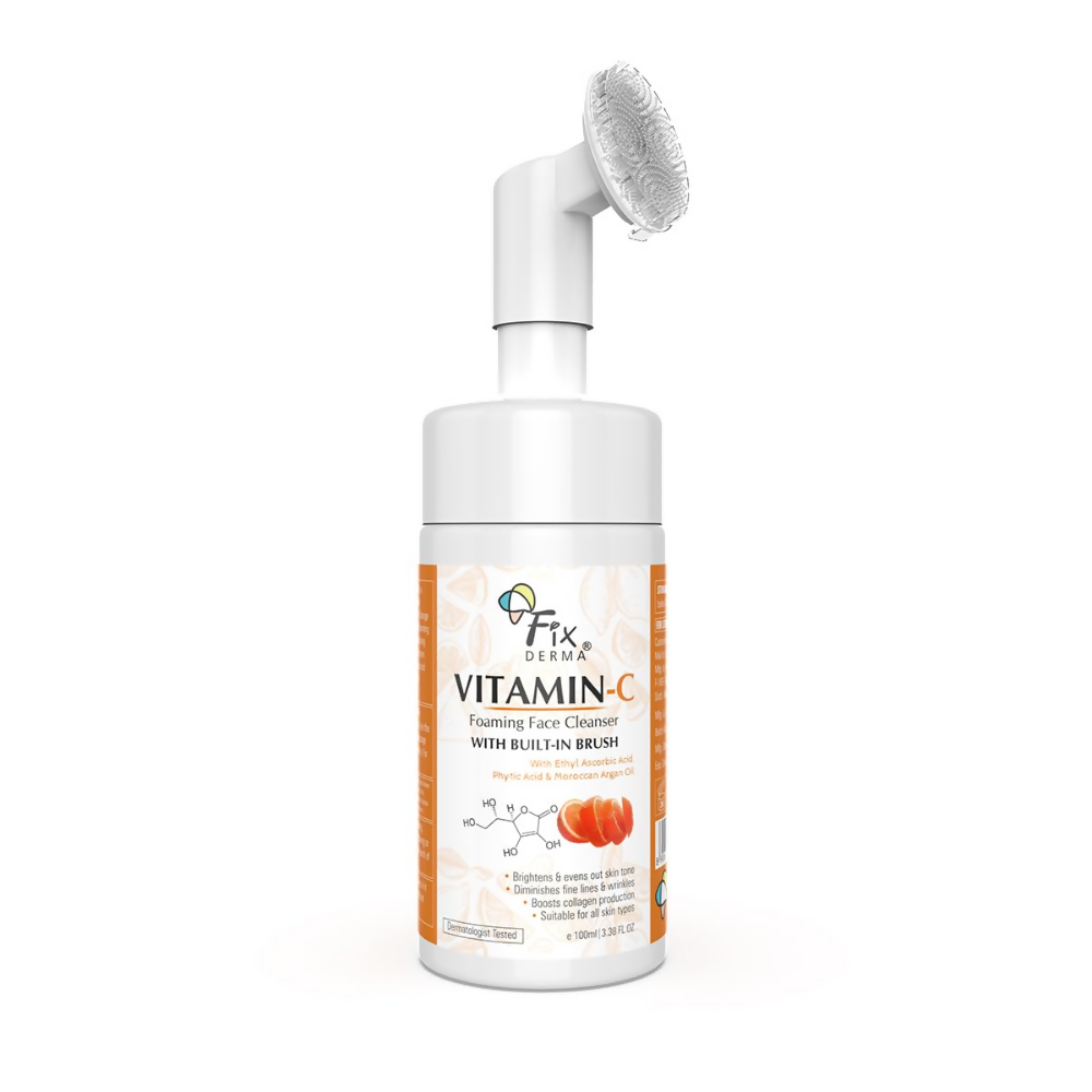 Fixderma 2% Vitamin C Face Wash, Foaming Face Cleanser with Brush