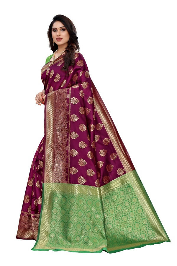 Vamika Banarasi Jacquard Weaving Wine Saree (Dangal Wine)