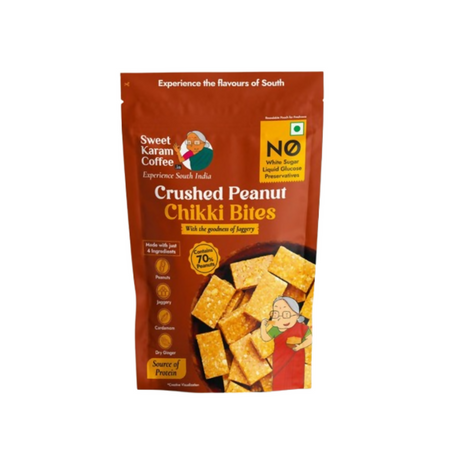 Sweet Karam Coffee Crushed Peanut Chikki Bites (Zero White Sugar)