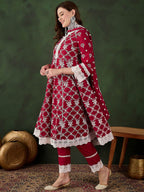 Sangria Embroidered Pure Cotton Kurta & Trouser With Dupatta