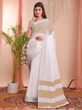 Shree Shyam Fashion The White Loom White Linen Cotton Saree