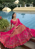 Vegaa Fashion Pink Silk Embroidered & Hand Work Wedding Wear Lehenga Choli - Distacart