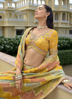 Vegaa Fashion Multicolor Silk Embroidered & Hand Work Wedding Wear Lehenga Choli - Distacart