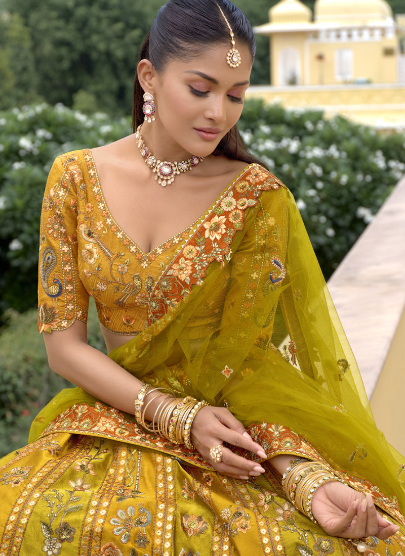Vegaa Fashion Multicolor Silk Embroidered & Hand Work Wedding Wear Lehenga Choli - Distacart
