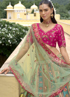 Vegaa Fashion Multicolor Silk Embroidered & Hand Work Wedding Wear Lehenga Choli - Distacart