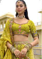 Vegaa Fashion Multicolor Silk Embroidered & Hand Work Wedding Wear Lehenga Choli - Distacart