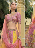 Vegaa Fashion Multicolor Silk Embroidered & Hand Work Wedding Wear Lehenga Choli - Distacart