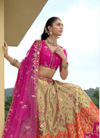 Vegaa Fashion Multicolor Silk Embroidered & Hand Work Wedding Wear Lehenga Choli - Distacart