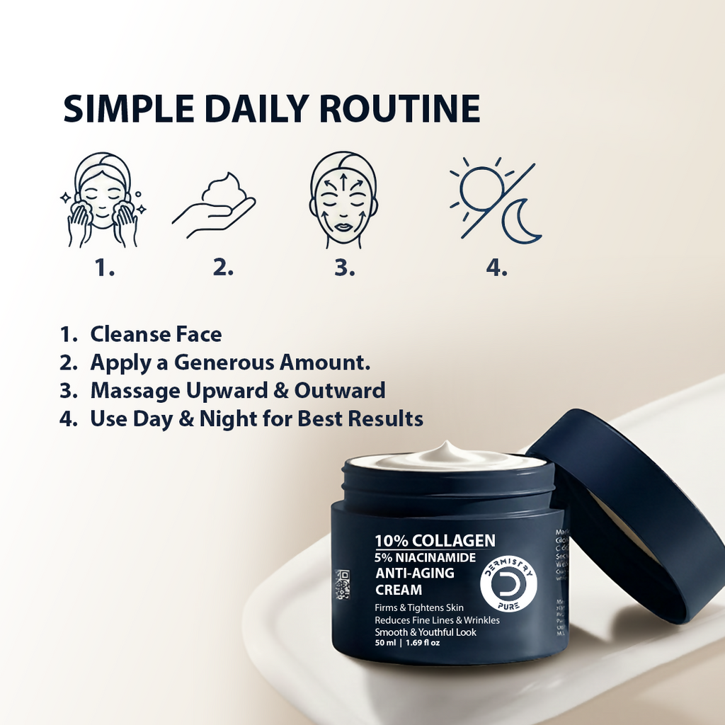 Dermistry 10% Collagen Skin Tightening Anti Aging Day Night Hydrates Moisture Face Cream - Distacart