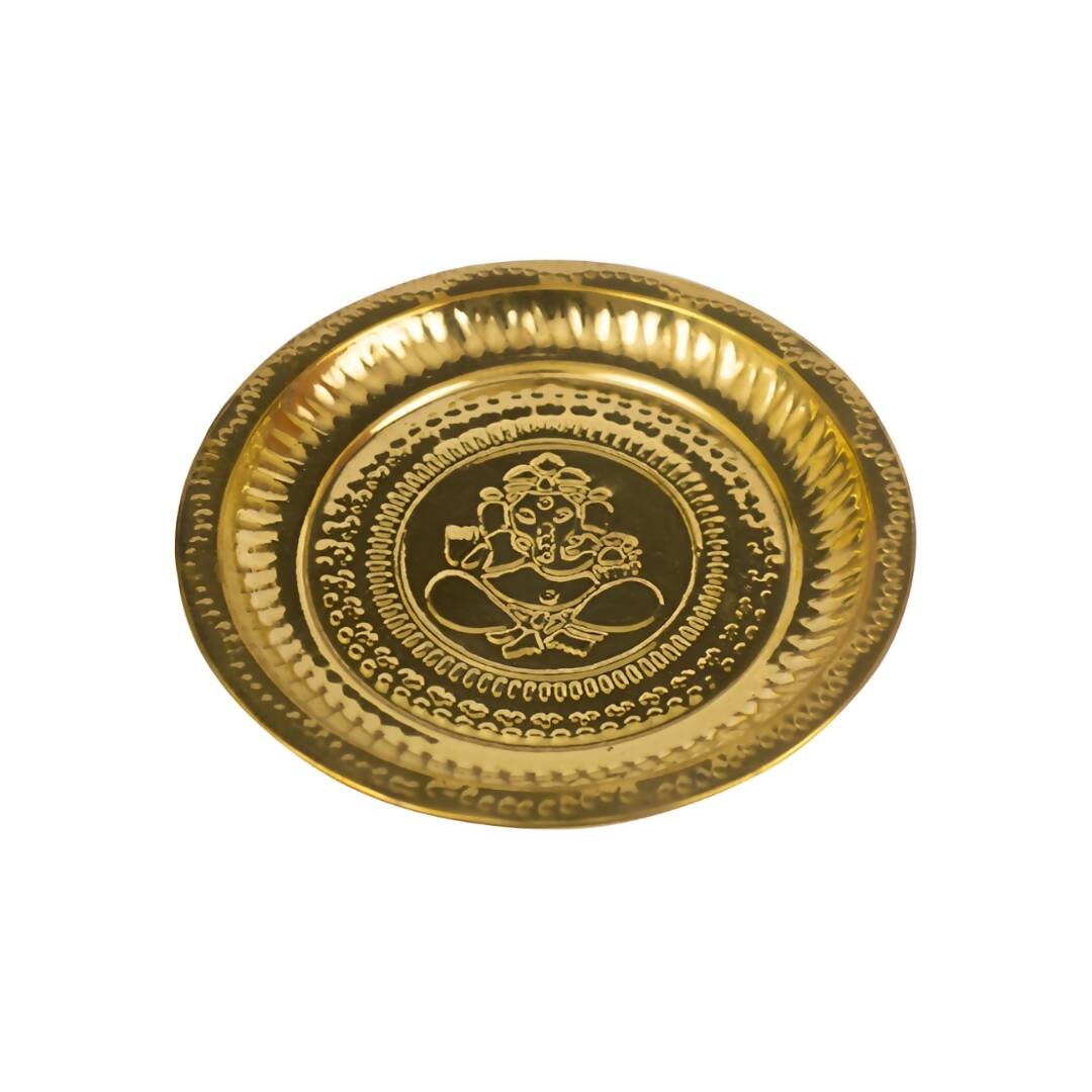 Spillbox Gold-Toned Brass Ganesh Thali Pooja Essential