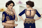Panash Trends Women's Blue Silk Heavy Embroidery Saree