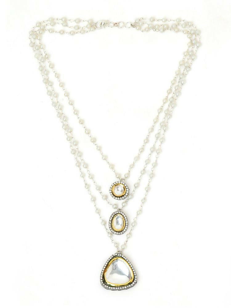 Beaded Layered Kundan Necklaces - Ruby Raang