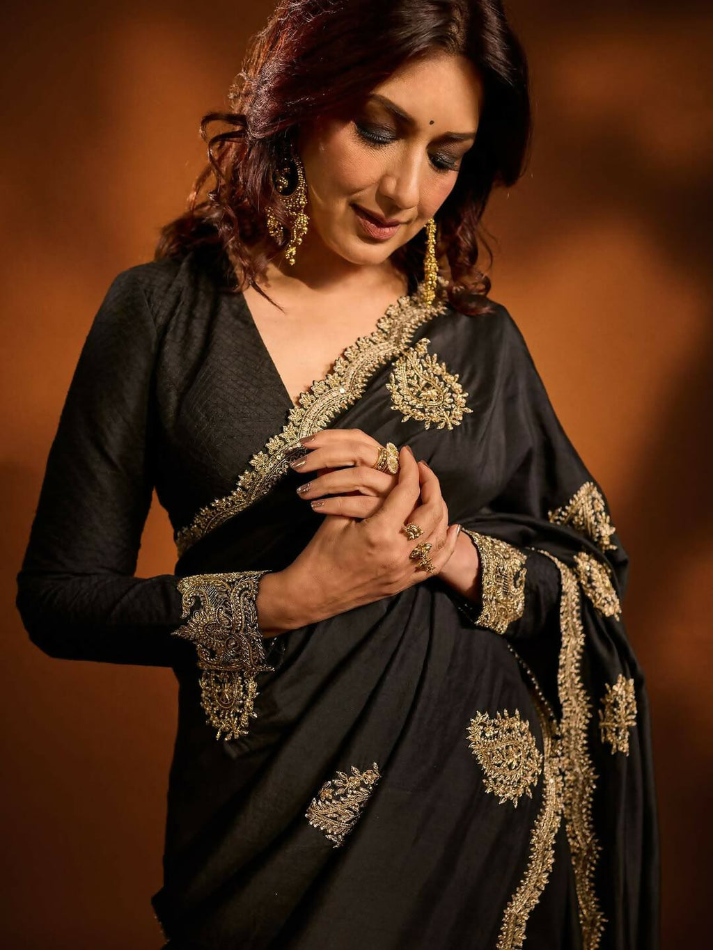 Joban Fashion Black Rangoli Crush Silk Party Wear Sarees - Distacart