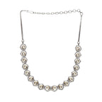 Dual Tone Gold and Silver Choker with American Diamonds and Kundan (Silver) - Ruby Raang