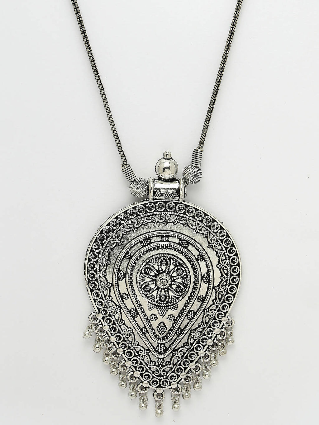 NVR Women's Elegant Silver Oxidised Brass Necklace