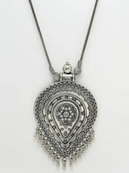 NVR Women's Elegant Silver Oxidised Brass Necklace