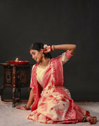 Joban Fashion Cream Silk Woven Durga Puja Saree