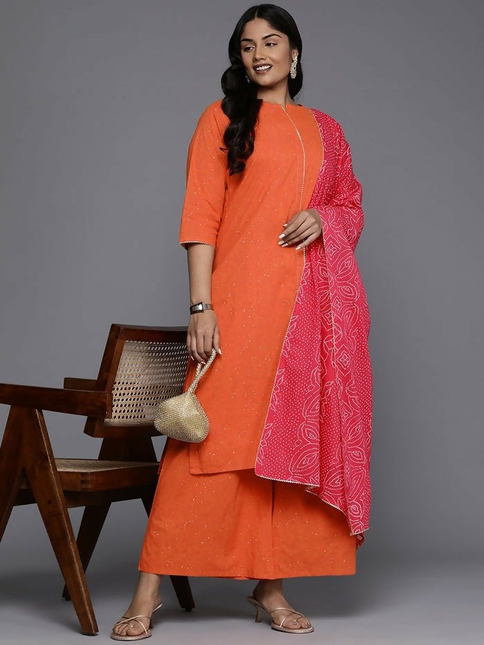 Ahalyaa Women's Traditional wear Kurta Set - Orange
