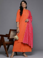 Ahalyaa Women's Traditional wear Kurta Set - Orange