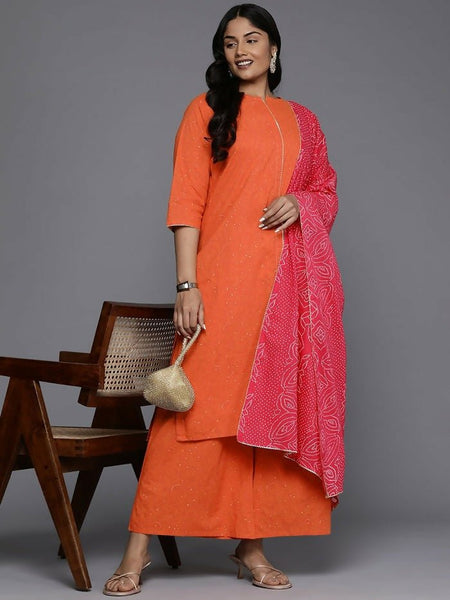 Ahalyaa Women's Traditional wear Kurta Set - Orange