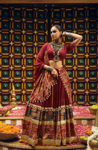 Teeya Creation Maroon Colour Rayon Silk Digital Print Fully Stitched Navratri Lehenga