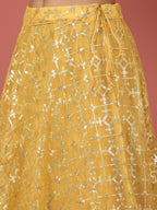 House of Panchhi Mustard Net Sequinse Work Lehenga & Blouse, Dupatta