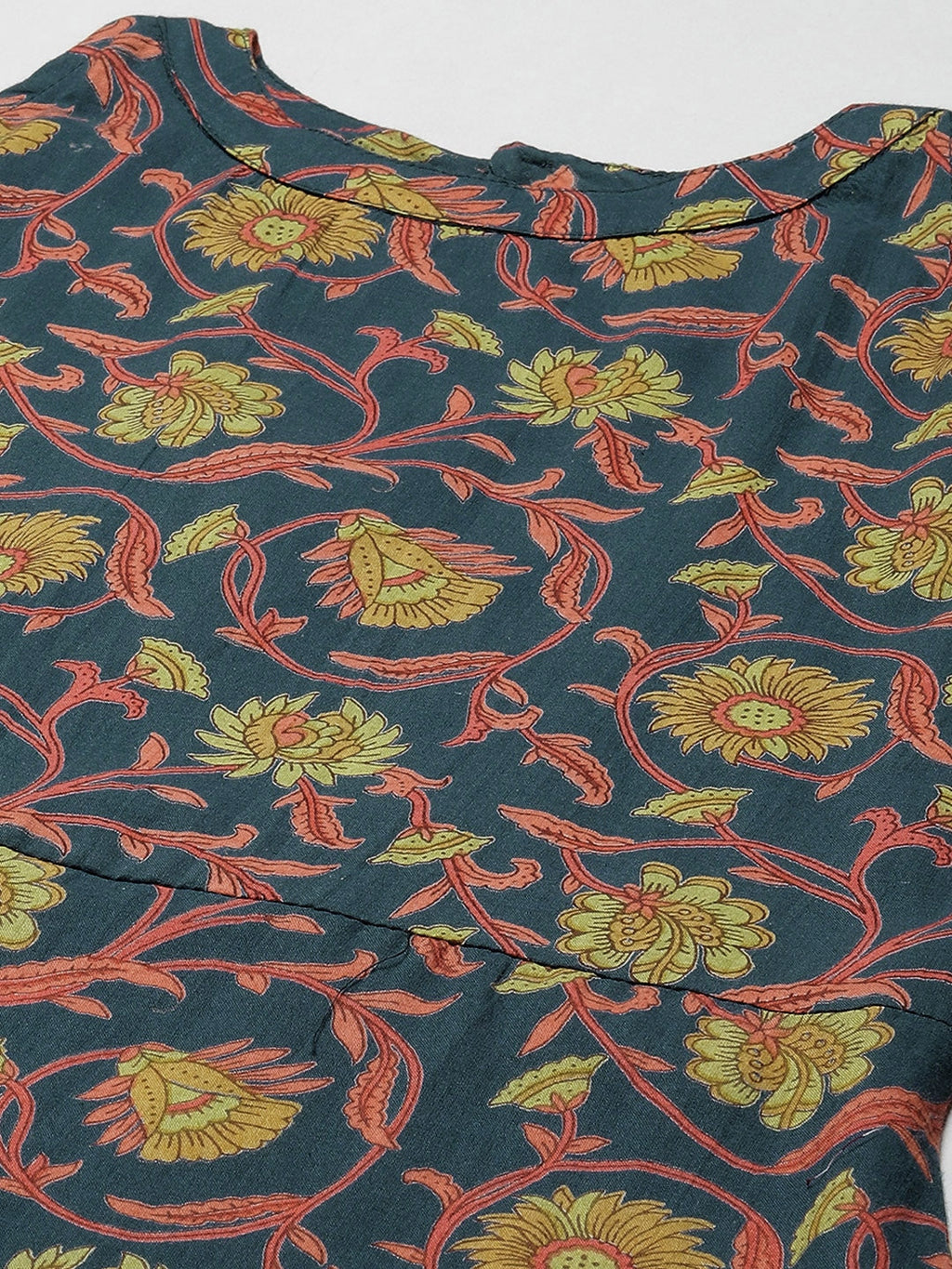 Yufta Teal Floral Dress - Distacart