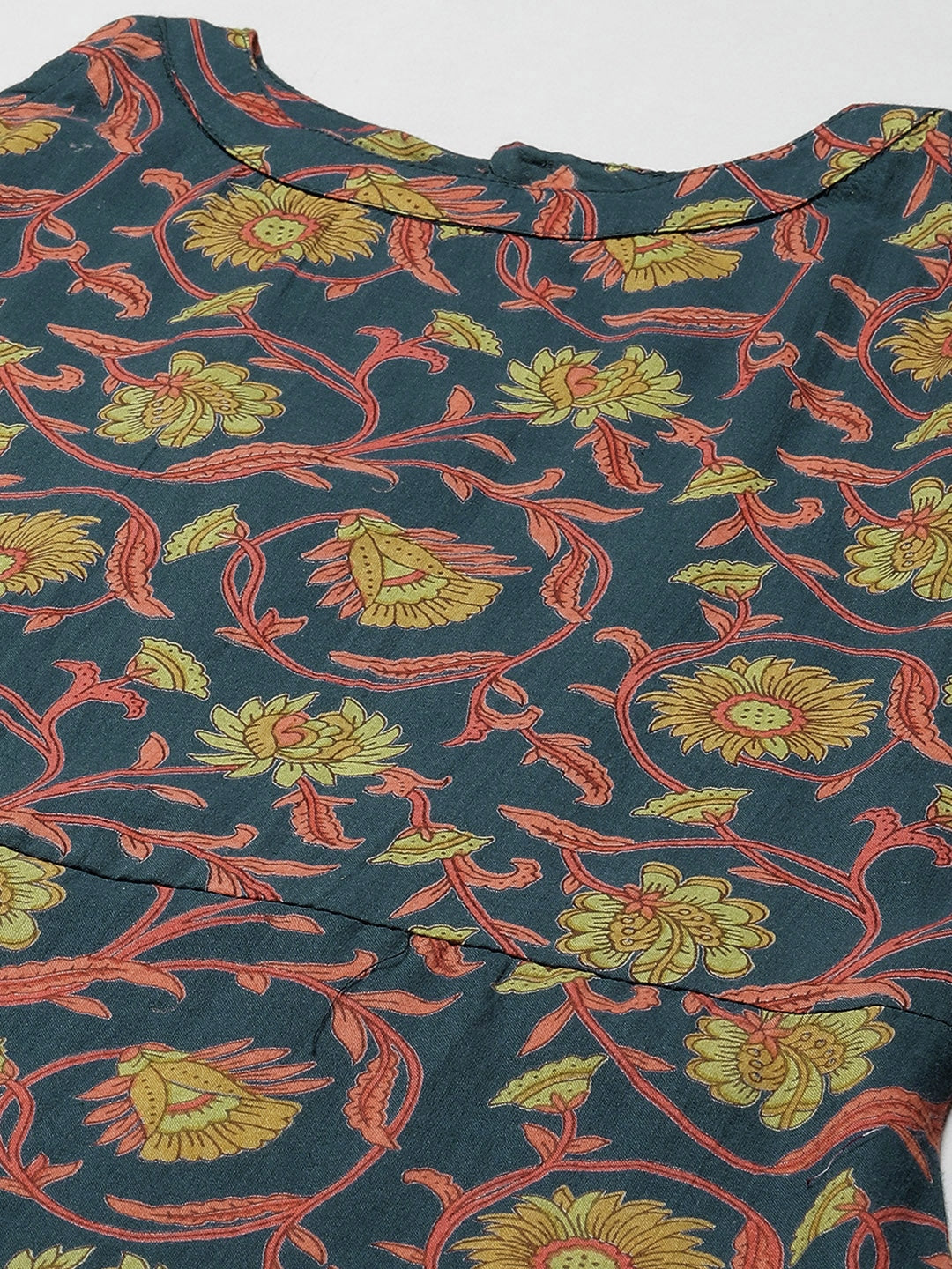 Yufta Teal Floral Dress - Distacart