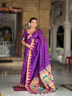 Vedant Vastram Soft Litchi Silk Banarasi Silk Jacquard Saree - Purple