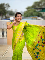 Vedant Vastram Soft Litchi Silk Banarasi Silk Jacquard Saree - Teal Green