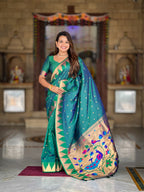 Vedant Vastram Soft Litchi Silk Banarasi Silk Jacquard Saree - Rama