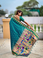 Vedant Vastram Soft Litchi Silk Banarasi Silk Jacquard Saree - Rama