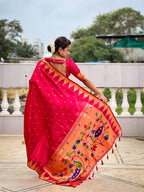 Vedant Vastram Soft Litchi Silk Banarasi Silk Jacquard Saree - Pink